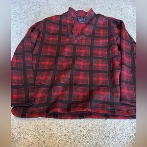 Mack Russo plaid flannel quarter zip pullover